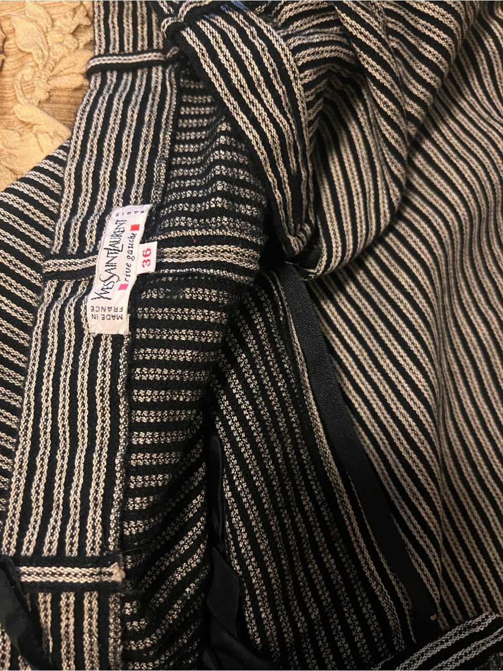 Yves Saint Laurent Black and Cream Striped Women’s Pants